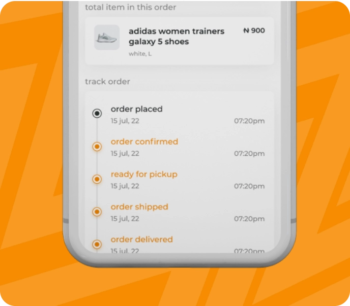 Order tracking in the NowNow app