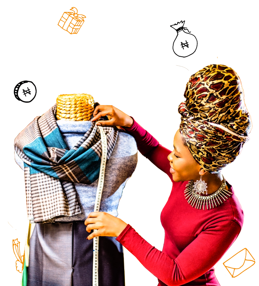 Merchant measuring fabric on a mannequin