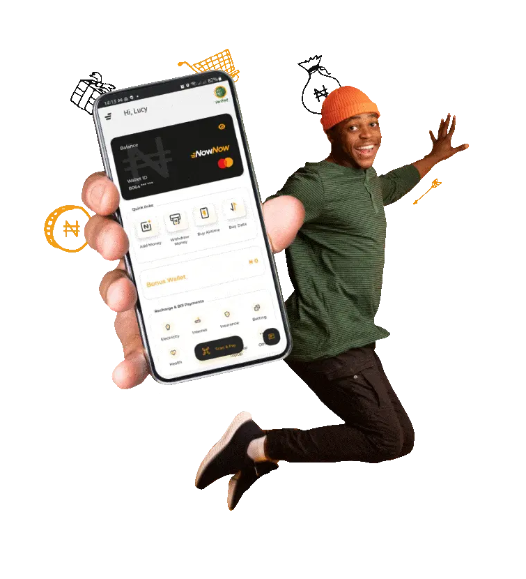 Happy NowNow user jumping with a phone